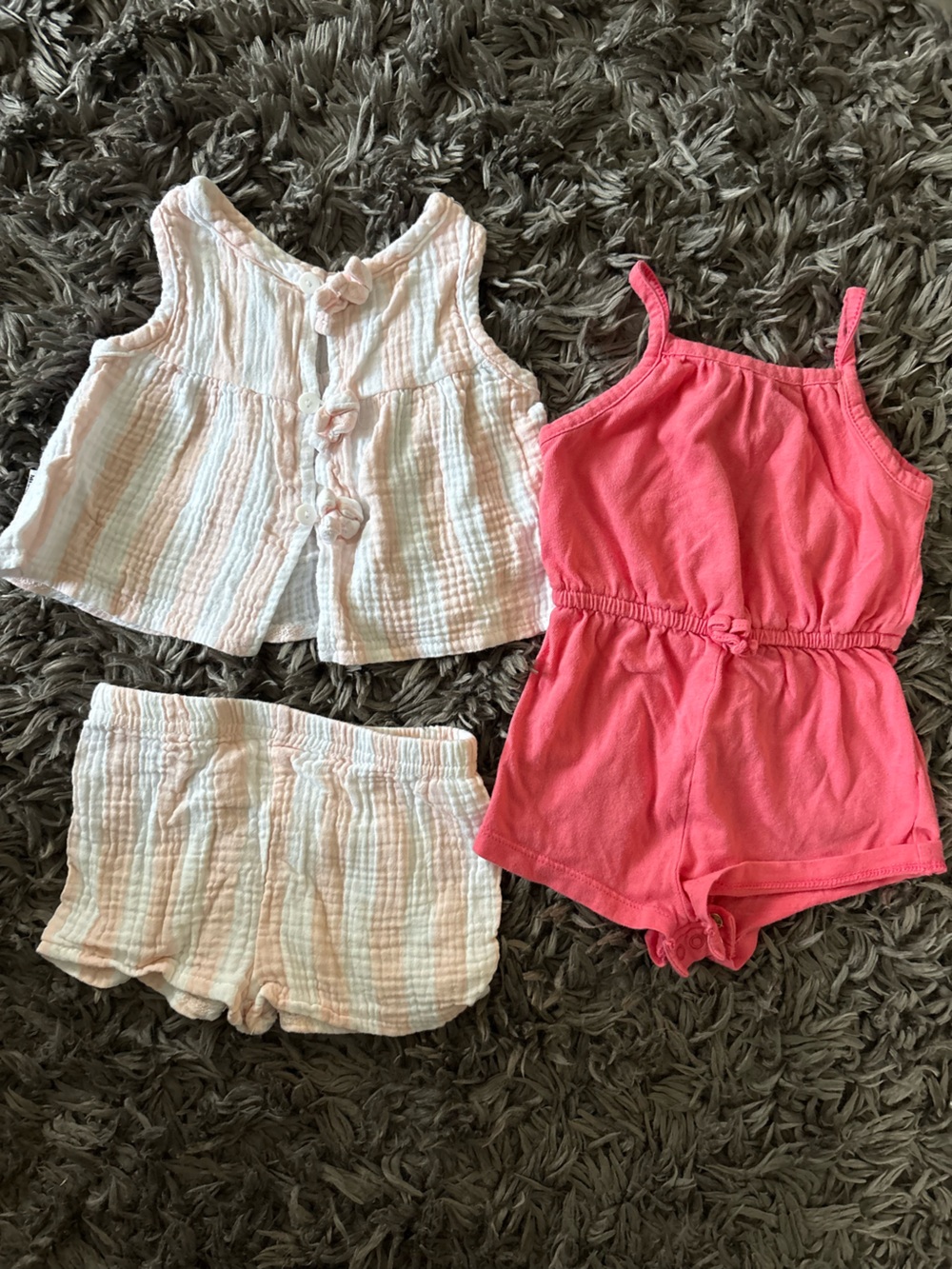 Old Navy Pink & Light Cream Girls 2-Piece Tank Romper Set